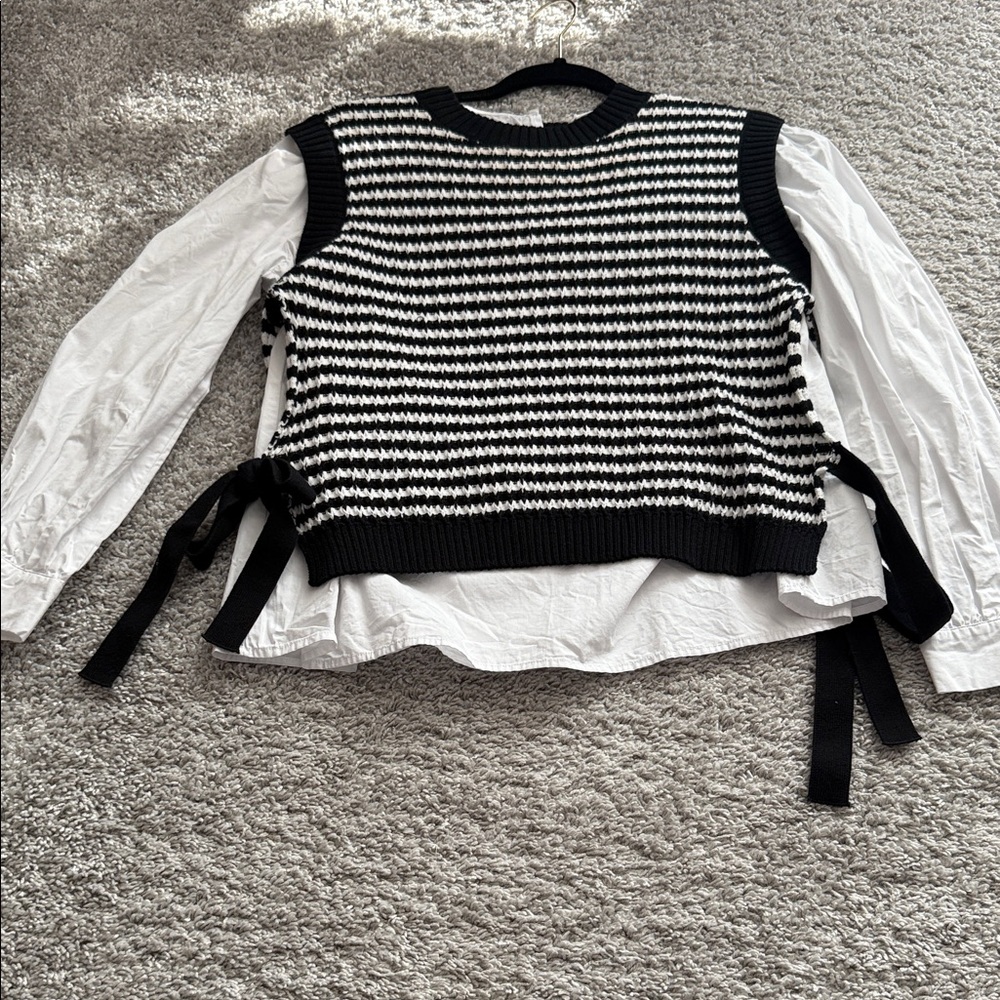 Lucy Paris Black and White Striped Knit Top